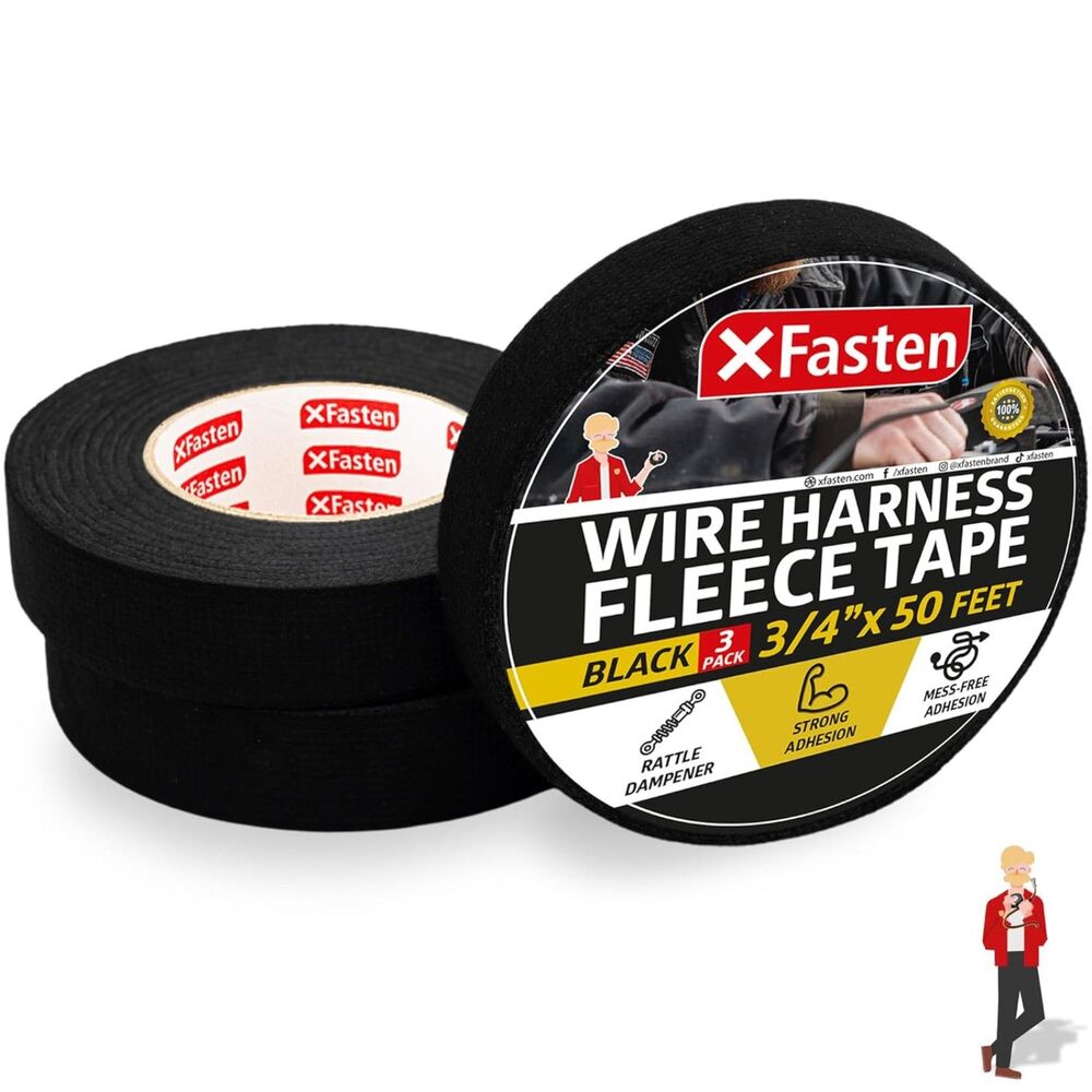 XFasten Wire Harness Tape 3/4 Inch x 50 ft 4(3-Pack 150ft Total) 12 rolls total